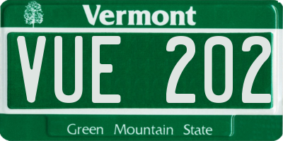 VT license plate VUE202