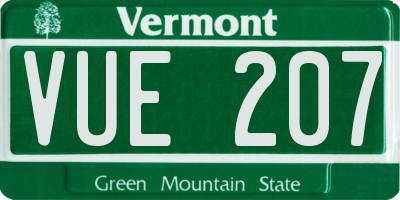 VT license plate VUE207