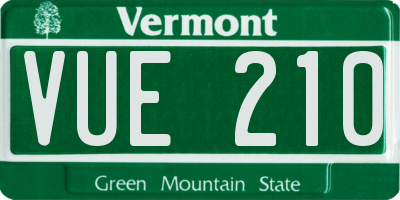 VT license plate VUE210