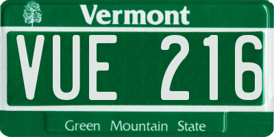 VT license plate VUE216