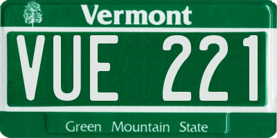 VT license plate VUE221