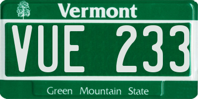 VT license plate VUE233