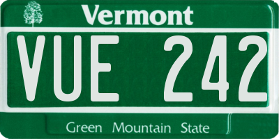 VT license plate VUE242