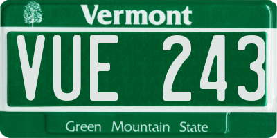 VT license plate VUE243
