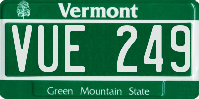 VT license plate VUE249