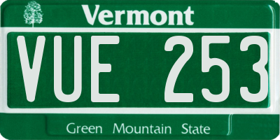 VT license plate VUE253