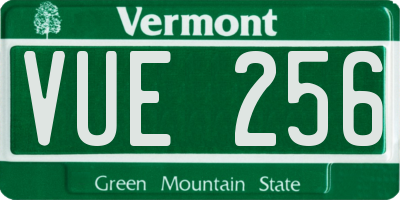VT license plate VUE256