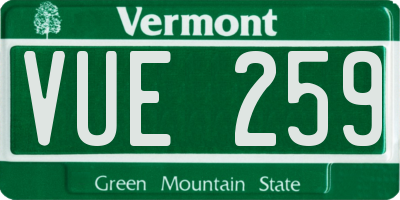 VT license plate VUE259