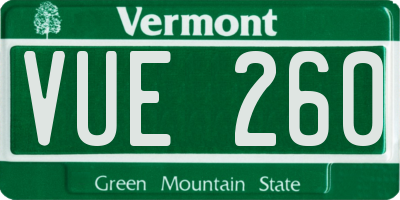 VT license plate VUE260