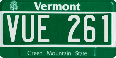 VT license plate VUE261