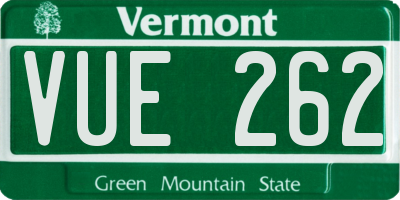 VT license plate VUE262