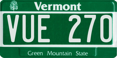 VT license plate VUE270