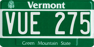 VT license plate VUE275