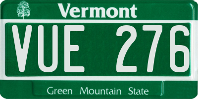 VT license plate VUE276