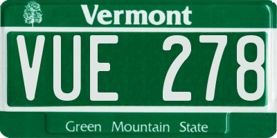 VT license plate VUE278