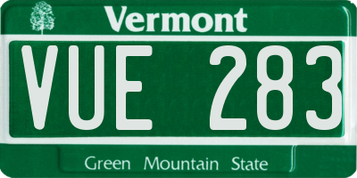 VT license plate VUE283