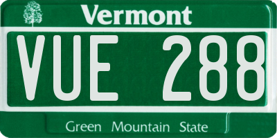 VT license plate VUE288