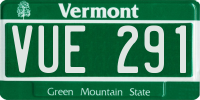 VT license plate VUE291