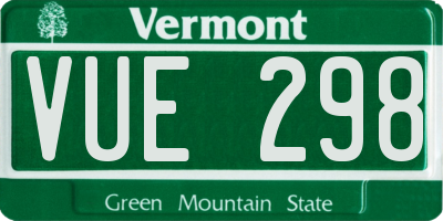 VT license plate VUE298