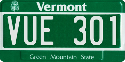 VT license plate VUE301