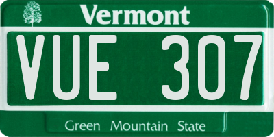 VT license plate VUE307