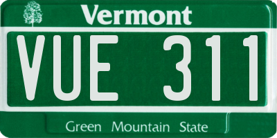 VT license plate VUE311