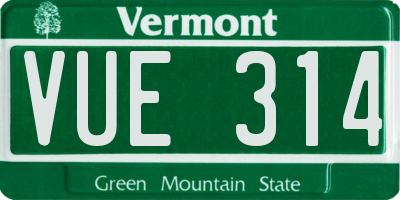 VT license plate VUE314