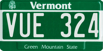 VT license plate VUE324