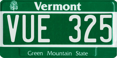 VT license plate VUE325