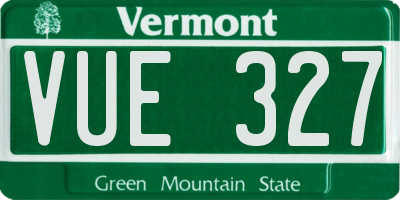 VT license plate VUE327