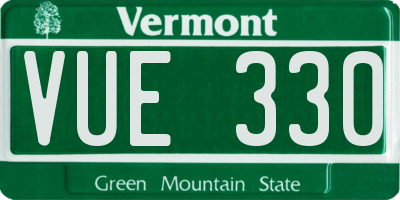VT license plate VUE330