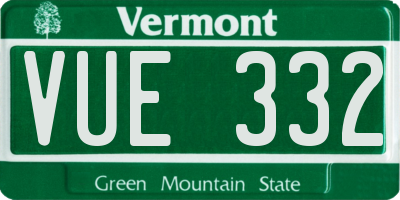 VT license plate VUE332