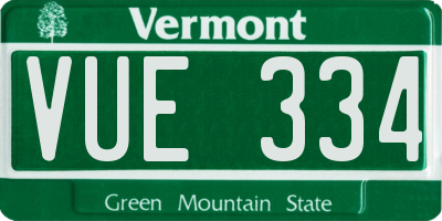 VT license plate VUE334