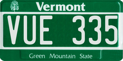 VT license plate VUE335
