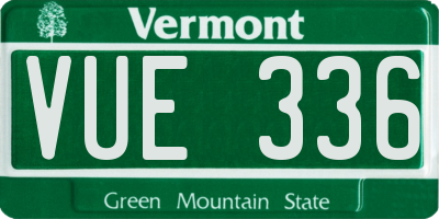 VT license plate VUE336