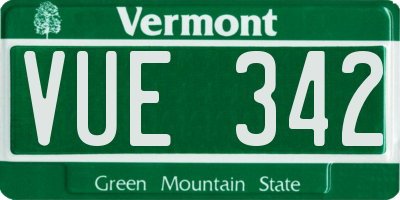 VT license plate VUE342