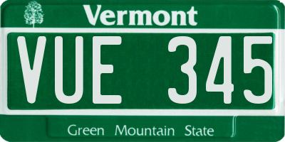 VT license plate VUE345