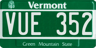 VT license plate VUE352