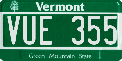 VT license plate VUE355