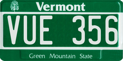 VT license plate VUE356