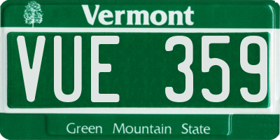 VT license plate VUE359