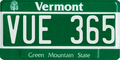 VT license plate VUE365