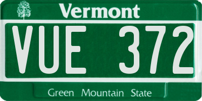 VT license plate VUE372