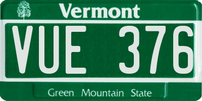 VT license plate VUE376