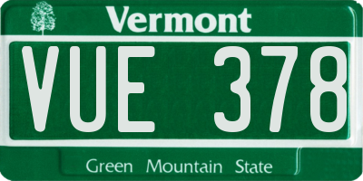 VT license plate VUE378