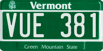 VT license plate VUE381