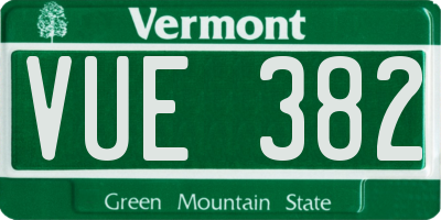 VT license plate VUE382
