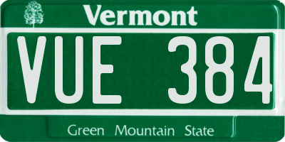 VT license plate VUE384