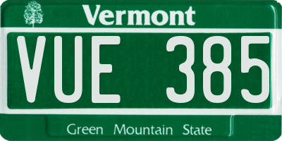 VT license plate VUE385