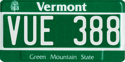VT license plate VUE388